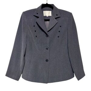 Milco Old Money Quiet Luxury Structured‎ Blazer Women's US 10 Gray Academia Chic